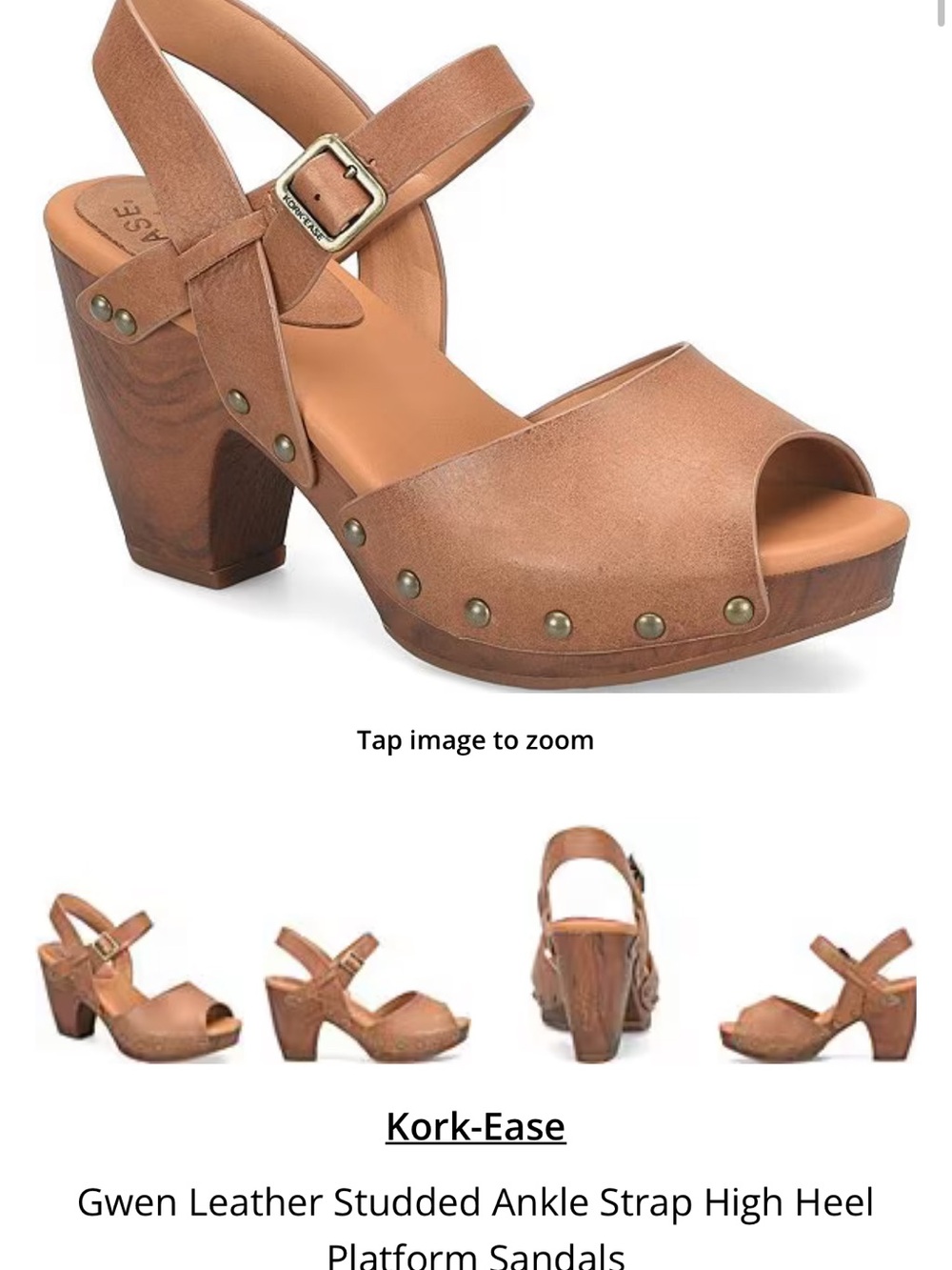 Kork-Ease Gwen Leather Studded Platform Sandals in Tan
